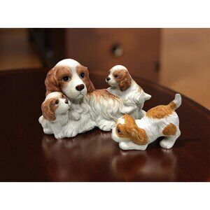 Vintage 1980s Homco English Cocker Spaniel Porcelain Figurines